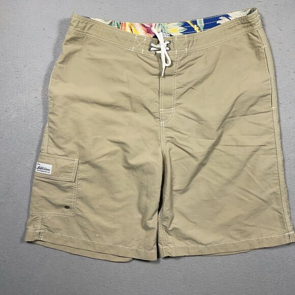 Polo‎ Ralph Lauren Board Shorts Men 36 Large Swim Shorts Cargo Lined Beige - Picture 1 of 12